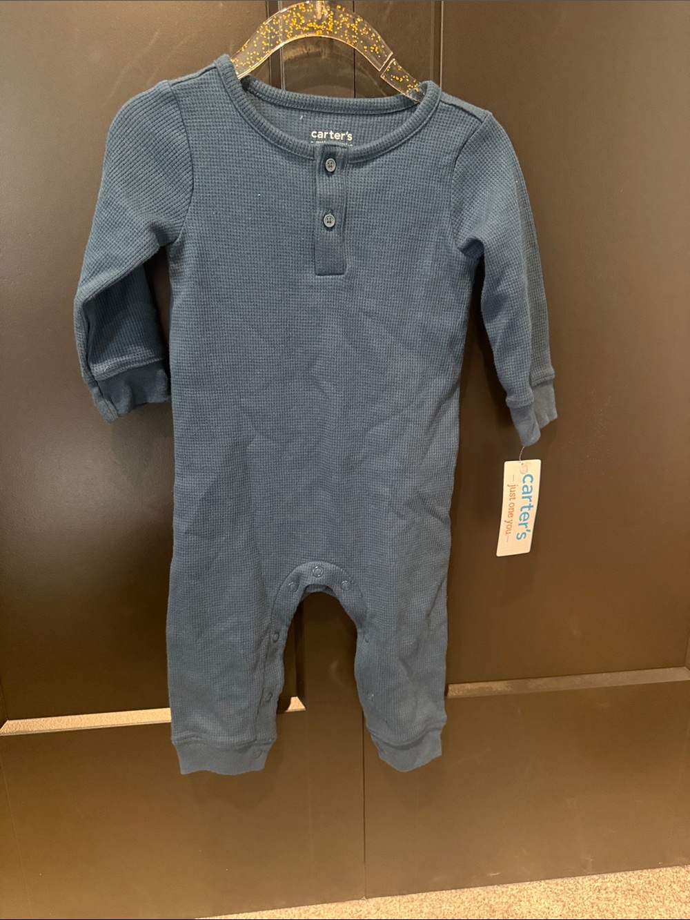 Carter's Navy Waffle-Knit Footed One-Piece